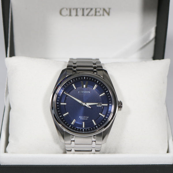 Citizen Eco Drive Dress Dial AW1240-57L Blue Titanium Chronobuy Men\'s – Watch