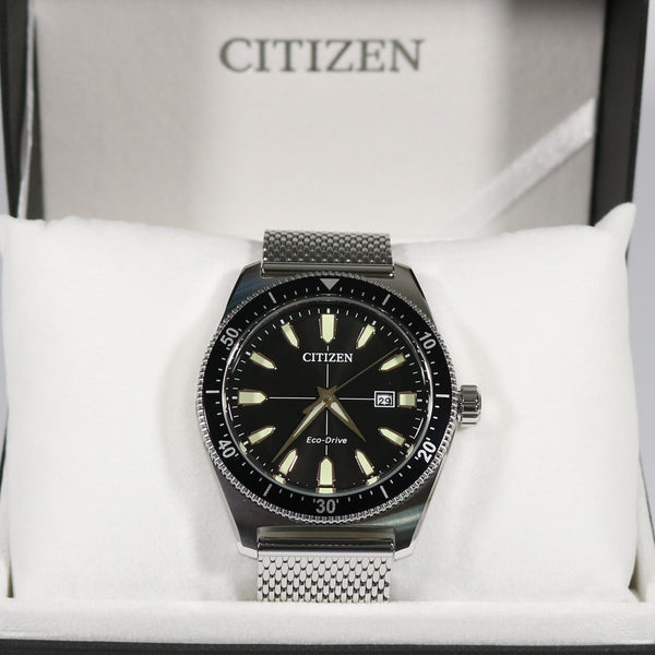 Citizen Eco Drive Brycen Mesh Bracelet Black Dial Men's Watch