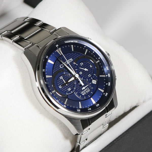 Men\'s Steel Watch Quartz Dial Blue Chronobuy Chronograph Stainless – AN819 Citizen