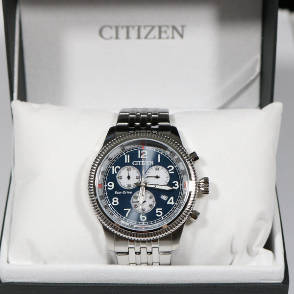 Citizen Stainless Steel Sport Chronograph Blue Dial Men s Watch AT2460 Chronobuy