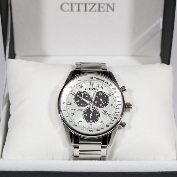 Citizen Eco Drive Chronograph White Dial Stainless Steel Men s Watch A Chronobuy