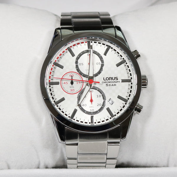 RM393FX9 Chronobuy Stainless Dial Lorus Watch Steel White Men\'s – Chronograph