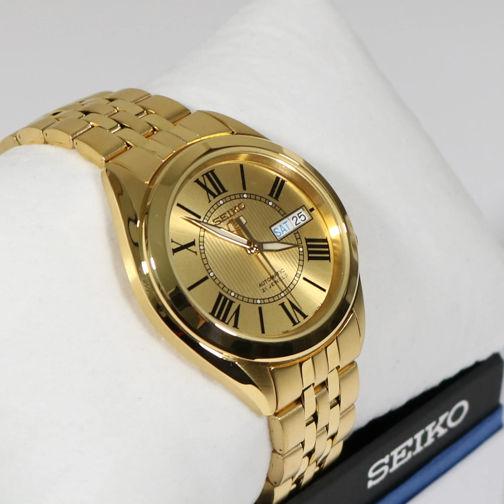 Seiko 5 Gold Tone Stainless Steel Gold Dial Men's Automatic Watch SNKL38K1