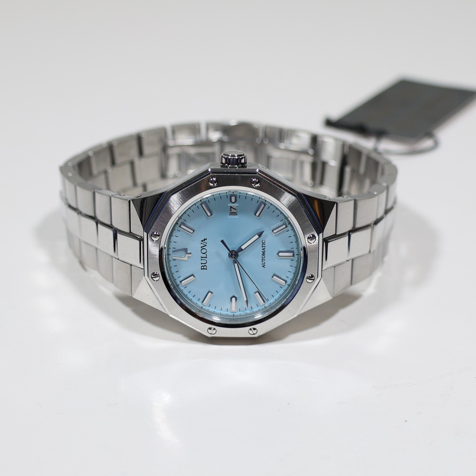 Bulova Classic Light Blue Dial Men's Automatic Stainless Steel Watch 96B462