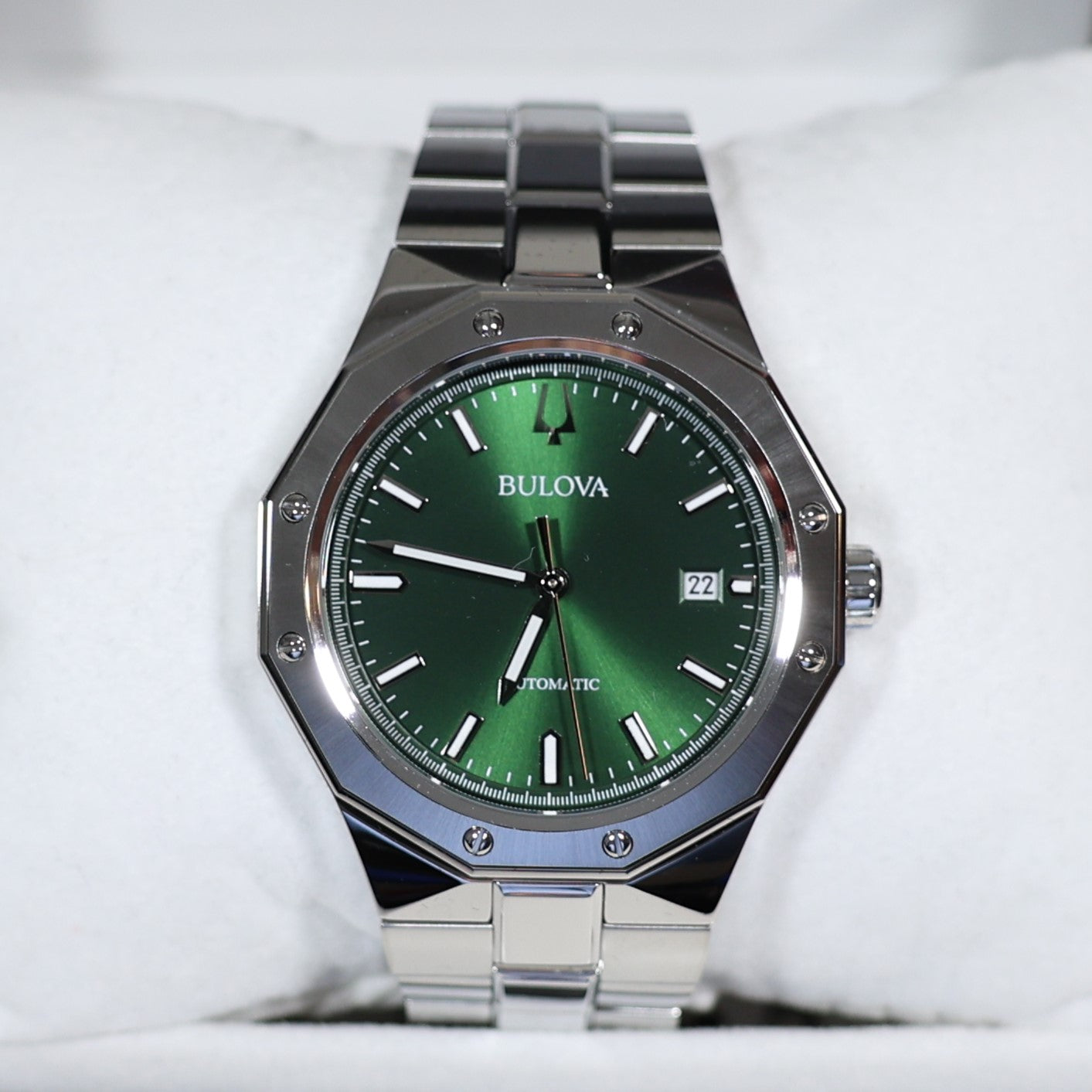 Bulova Classic Green Dial Men's Automatic Stainless Steel Watch 96B464