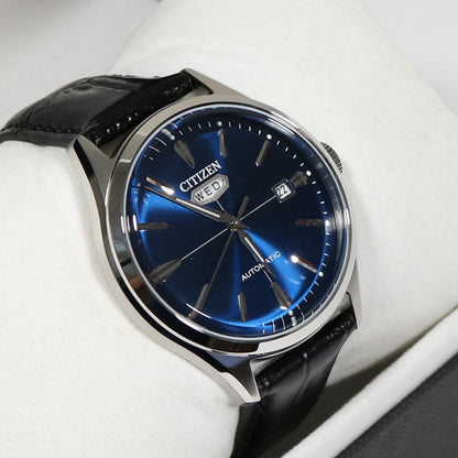 Citizen Men's C7 Series Automatic Blue Dial Black Leather Strap Watch NH8390-20L