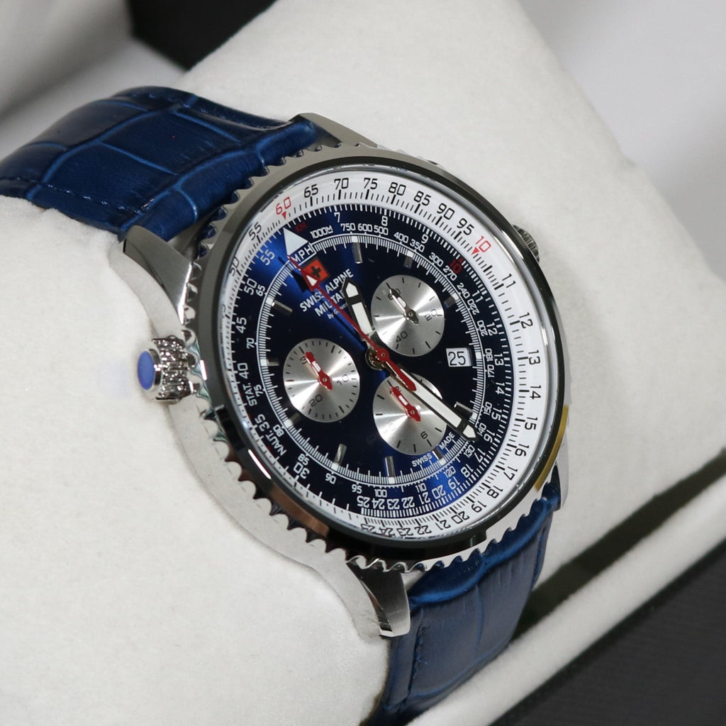 Swiss Alpine Military Sentinel Chronograph PU blue 7073.9835 