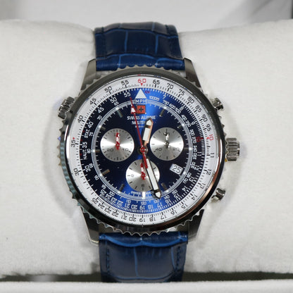 Swiss Alpine Military Blue Dial Stainless Steel Chronograph Watch 7078.9535