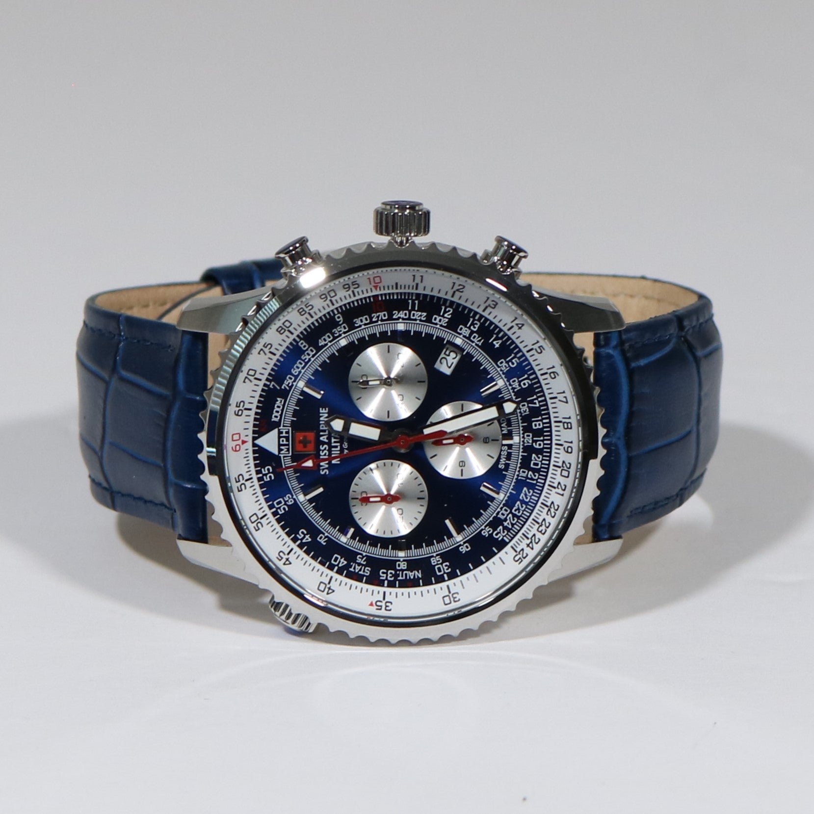 Swiss Alpine Military Blue Dial Stainless Steel Chronograph Watch 7078.9535