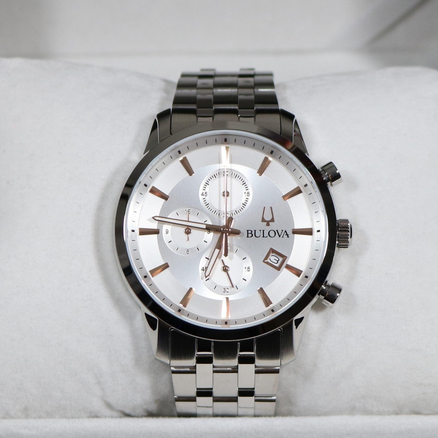 Bulova Classic Siler Dial Stainless Steel Chronograph Men's Watch 96B411