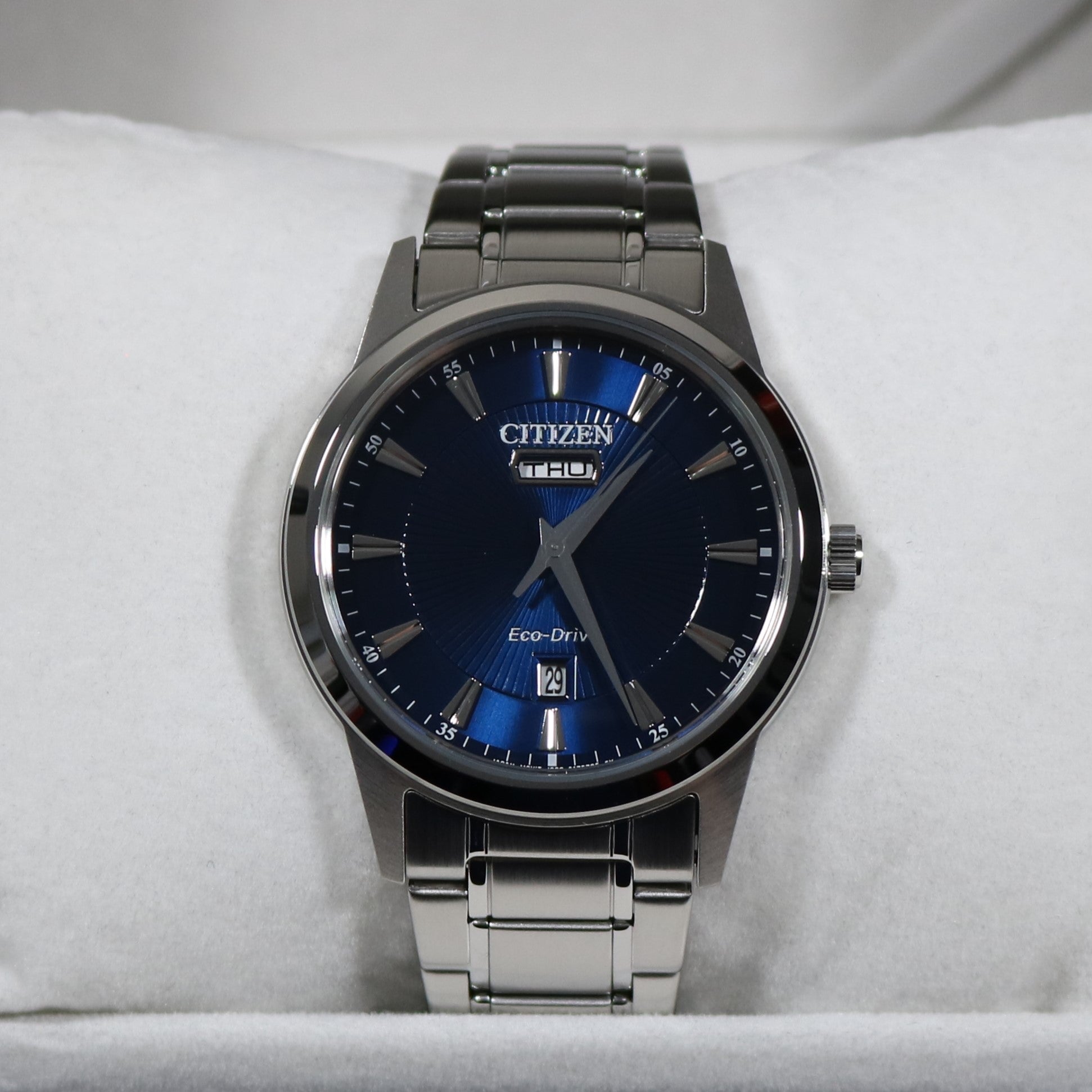 Citizen Eco-Drive Blue Dial Stainless Steel Men's Dress Watch AW0100-86L 2