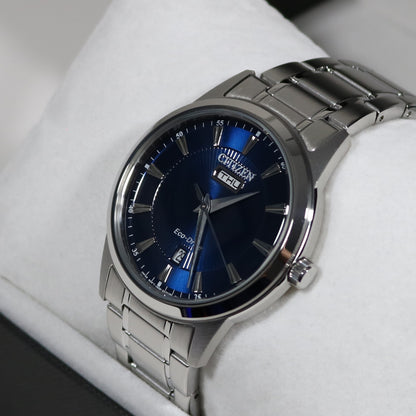 Citizen Eco-Drive Blue Dial Stainless Steel Men's Dress Watch AW0100-86L