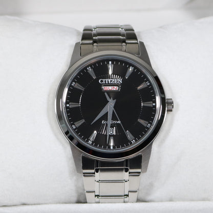 Citizen Eco-Drive Black Dial Stainless Steel Men's Dress Watch AW0100-86EE 2