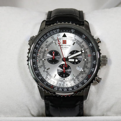 Swiss Alpine Military Silver Dial Stainless Steel Chronograph Watch 7078.9538