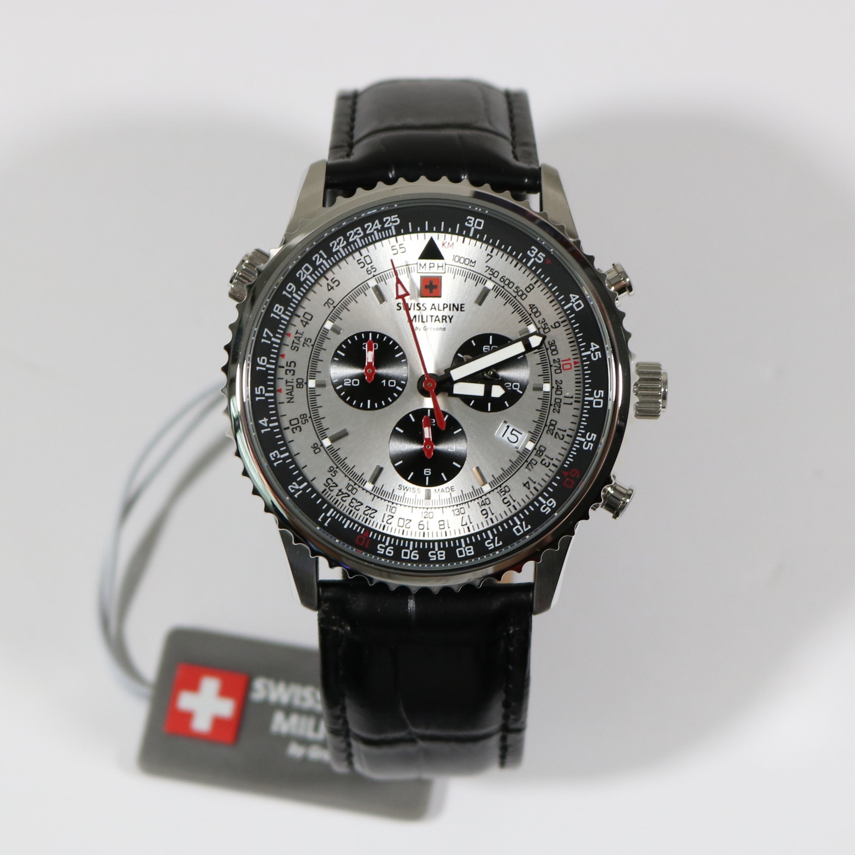 Swiss Alpine Military Silver Dial Stainless Steel Chronograph Watch 7078.9538