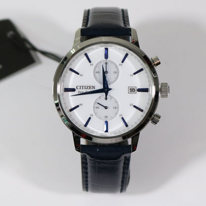 Citizen Eco-Drive White Dial Stainless Steel Blue Leather Strap Watch CA7069-16A