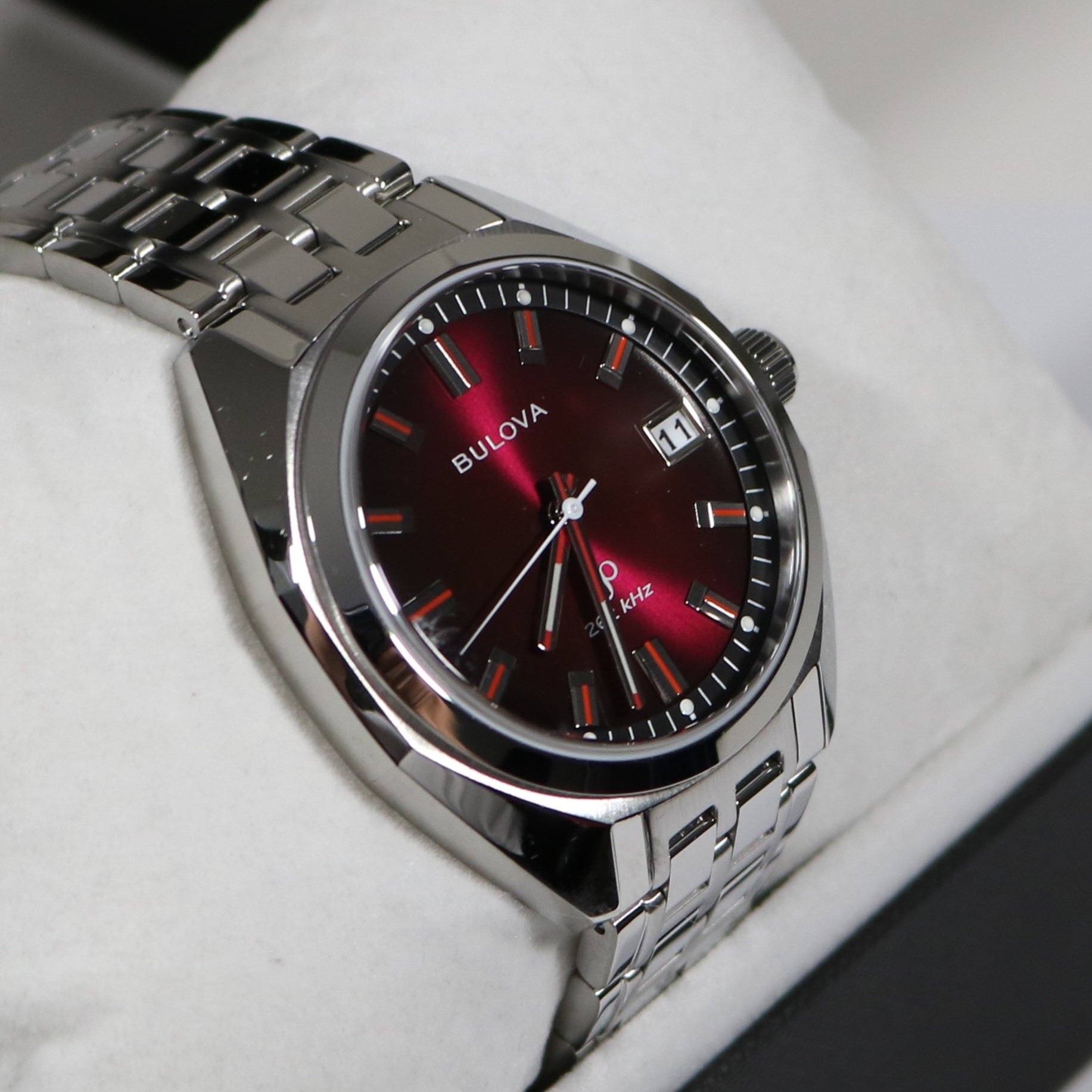 Bulova Jet Star Precisionist Men's Stainless Steel Red Dial Watch 96B401