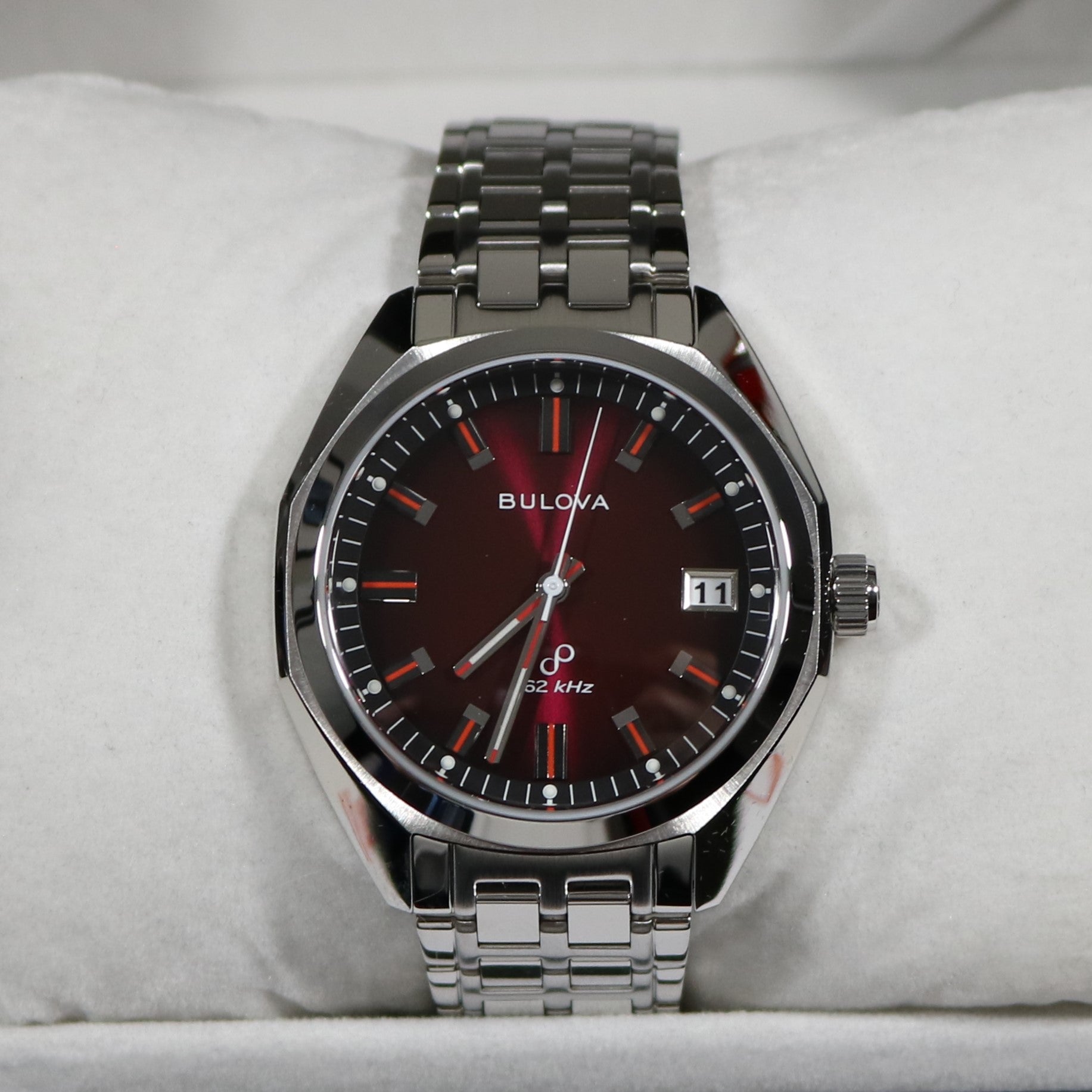 Bulova Jet Star Precisionist Men's Stainless Steel Red Dial Watch 96B401