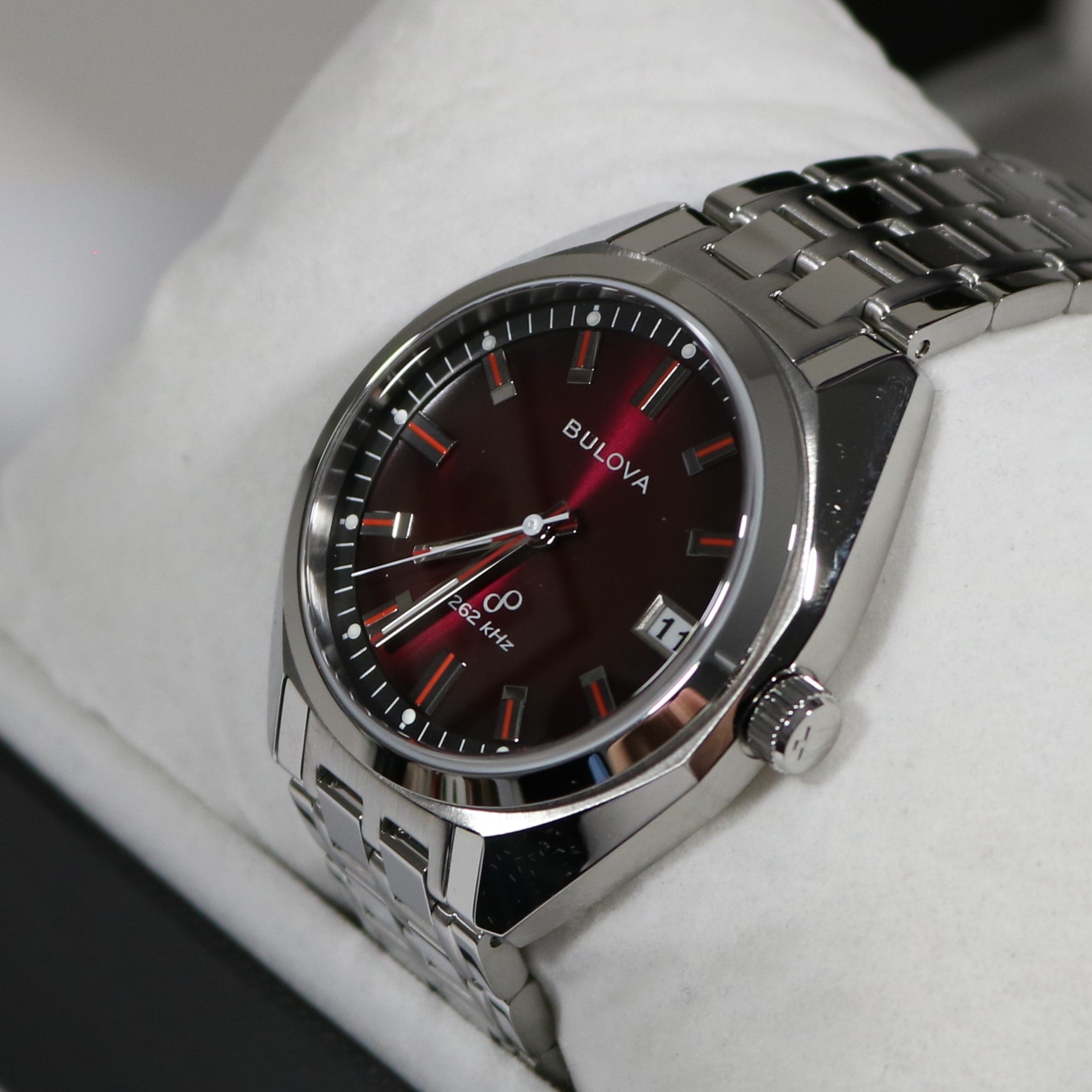 Bulova Jet Star Precisionist Men's Stainless Steel Red Dial Watch 96B401