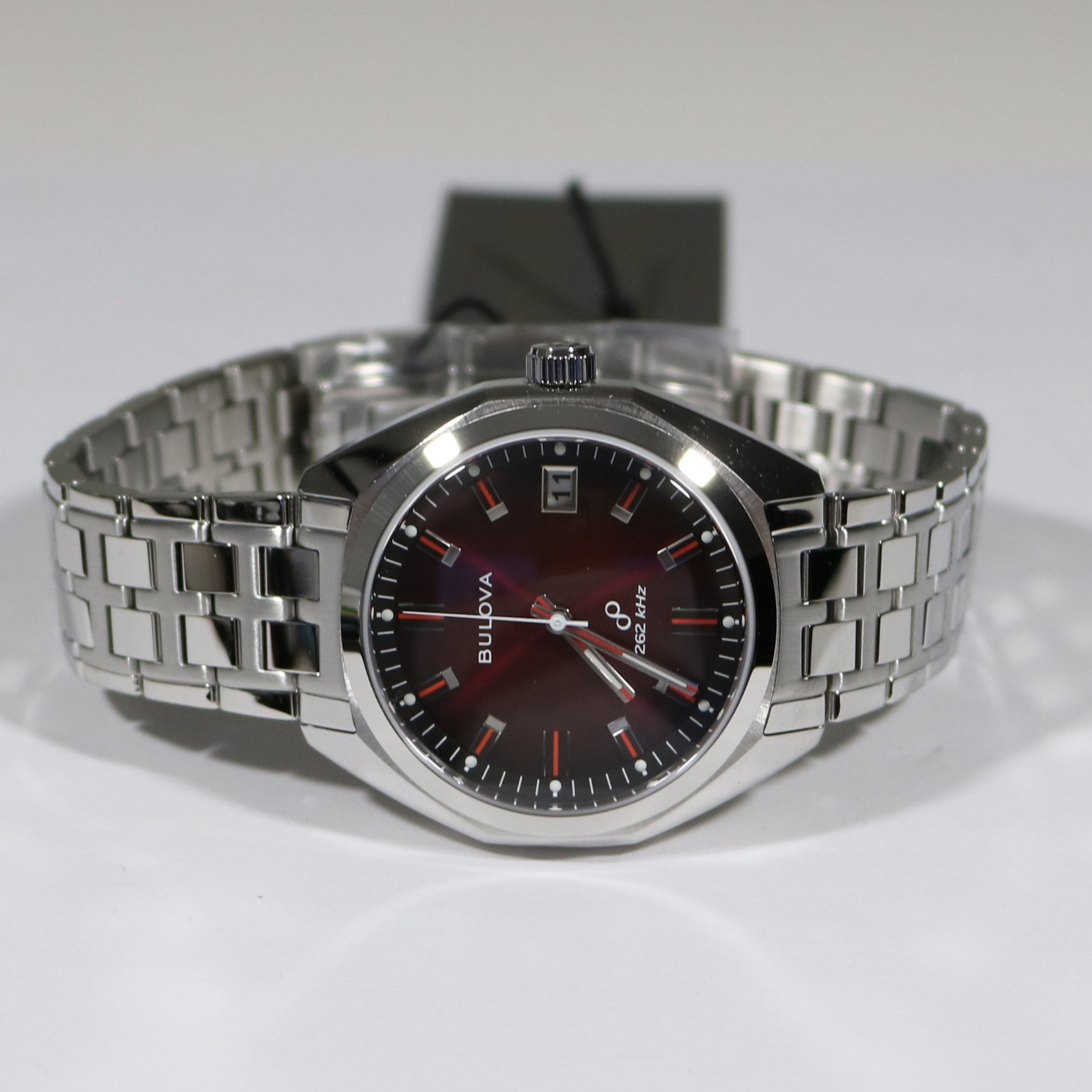 Bulova Jet Star Precisionist Men's Stainless Steel Red Dial Watch 96B401