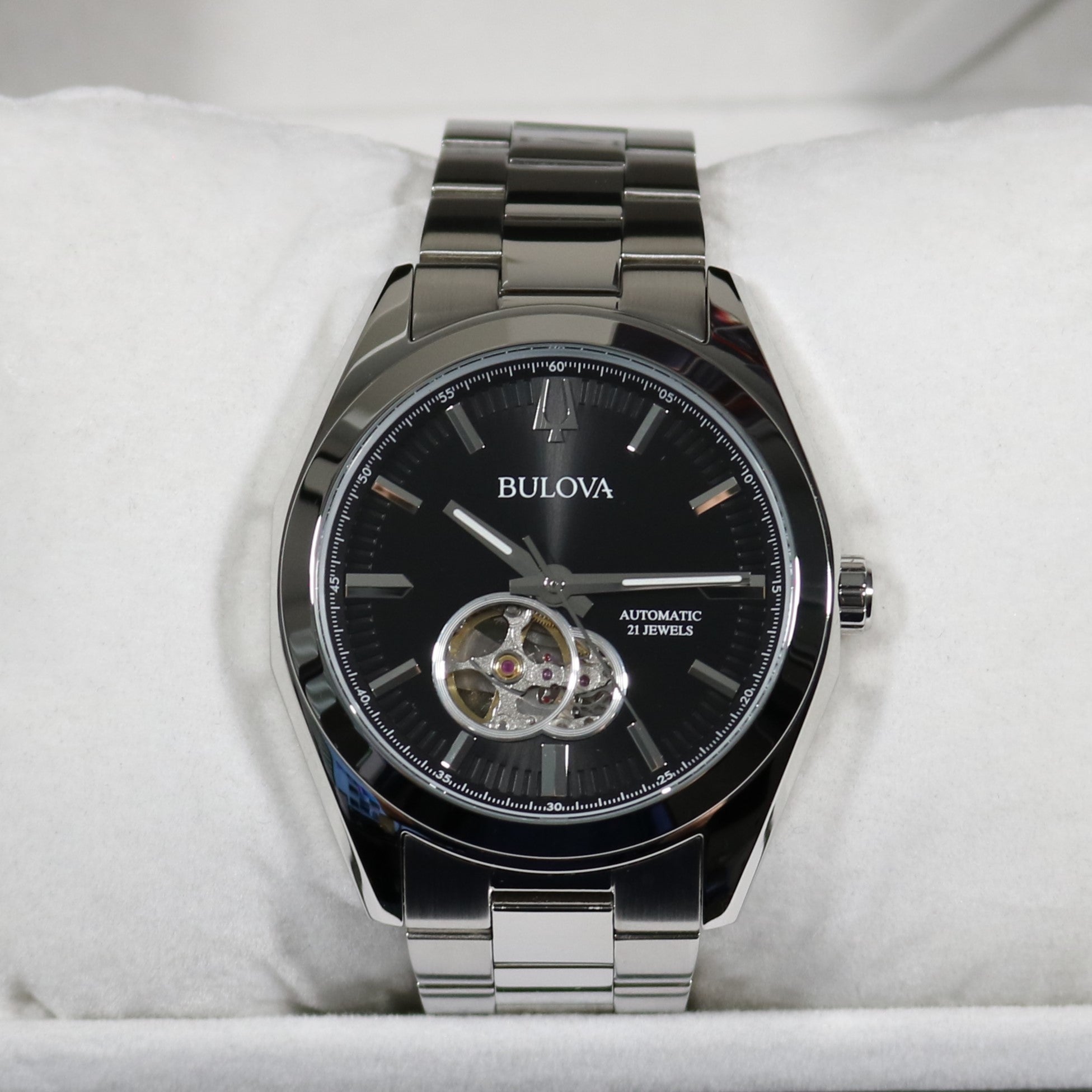 Bulova Surveyor Stainless Steel Black Dial Automatic Men's Watch 96A270