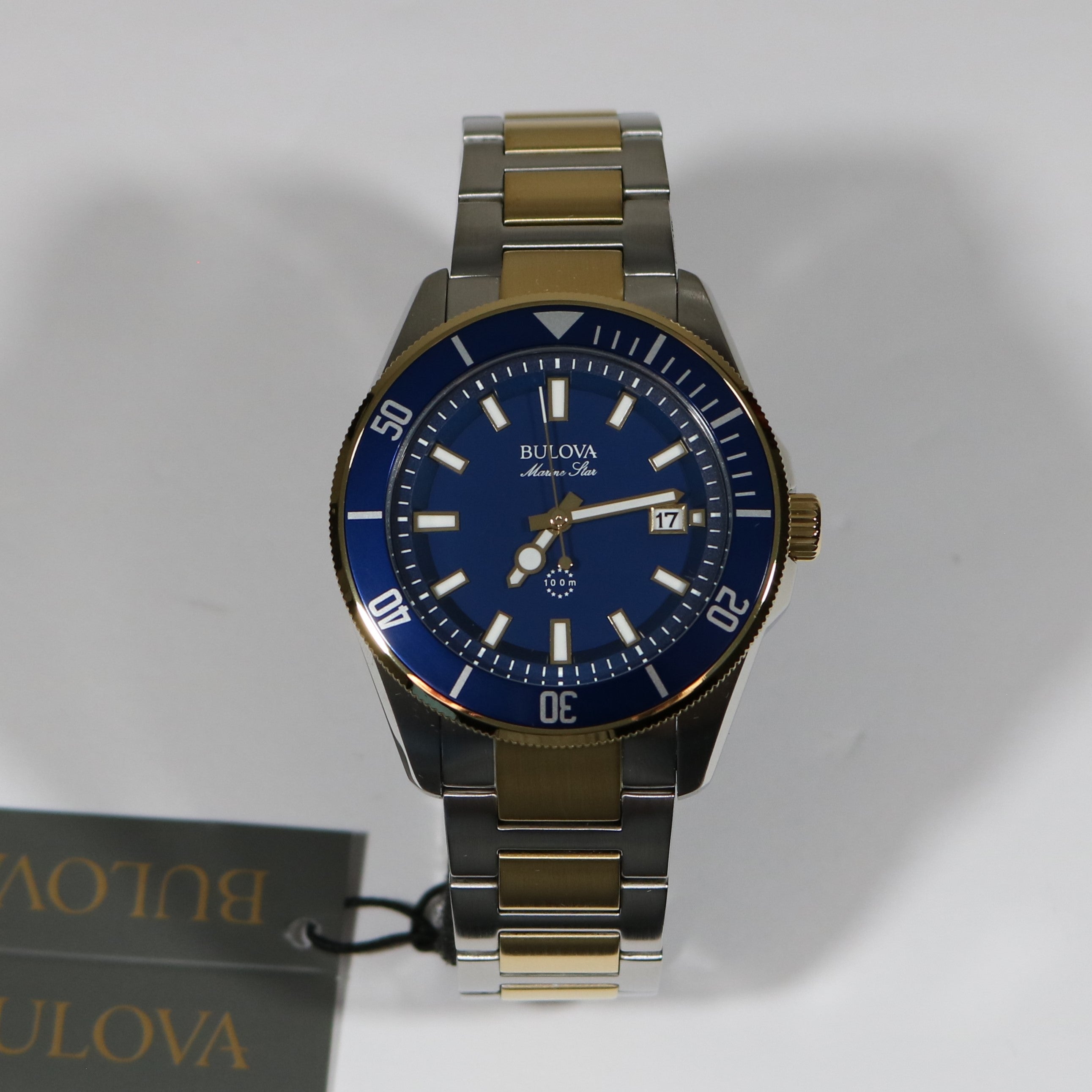 Bulova Two Tone Blue Dial Quartz Men's Stainless Steel Watch 98B334