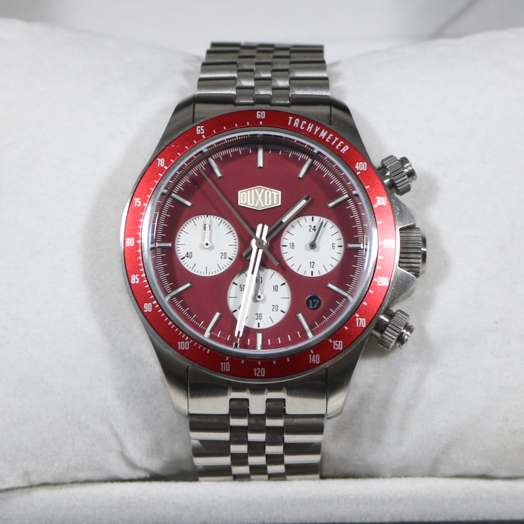 Duxot Accelero Stainless Steel Red Dial Chronograph Men's Watch DX-2028-22