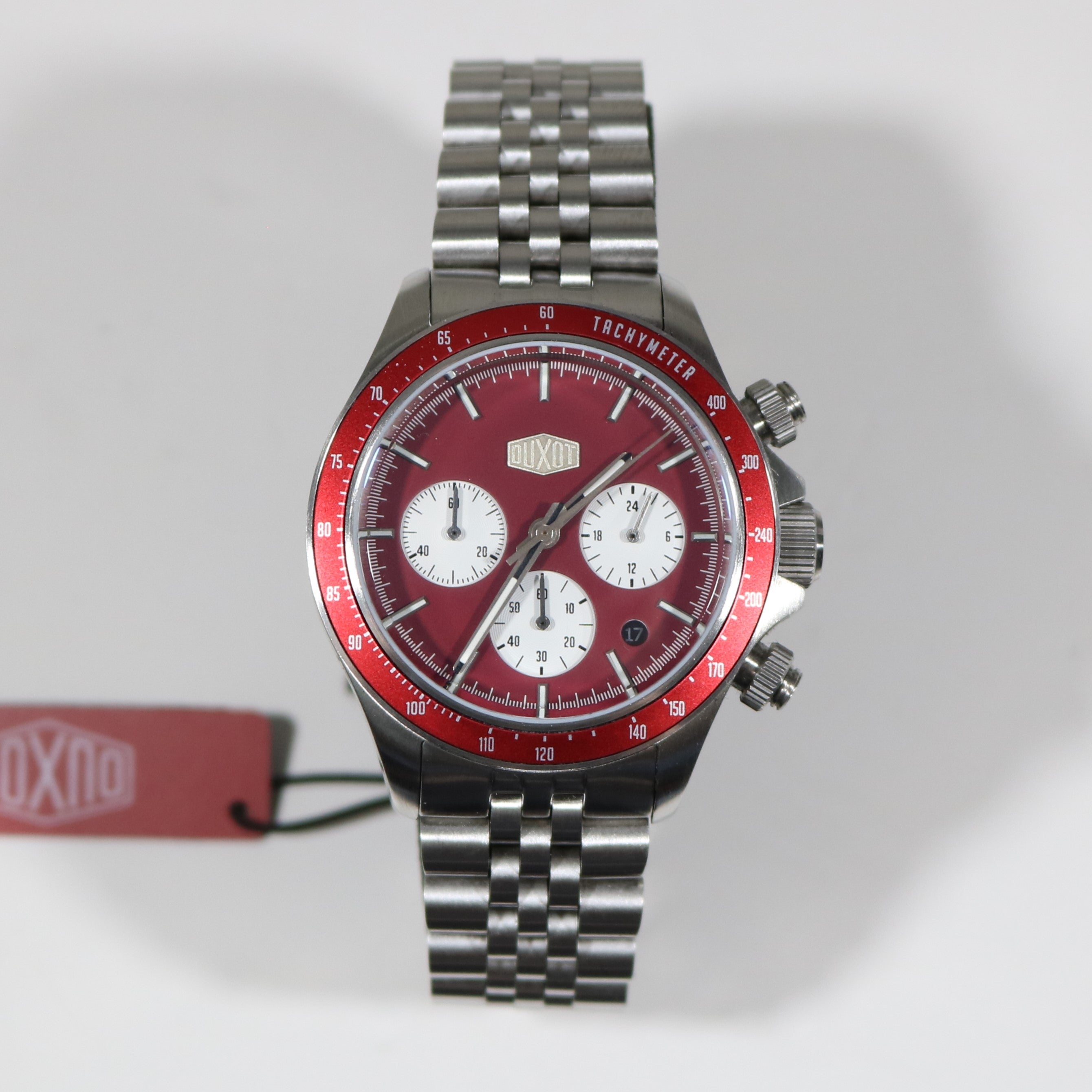 Duxot Accelero Stainless Steel Red Dial Chronograph Men's Watch DX-2028-22