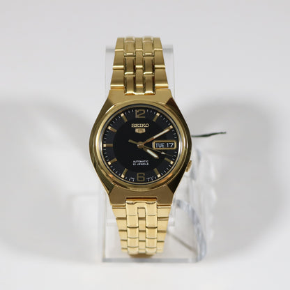 Seiko 5 Gold Tone Stainless Steel Men's Sports Automatic Black Dial Watch SNKL66K1