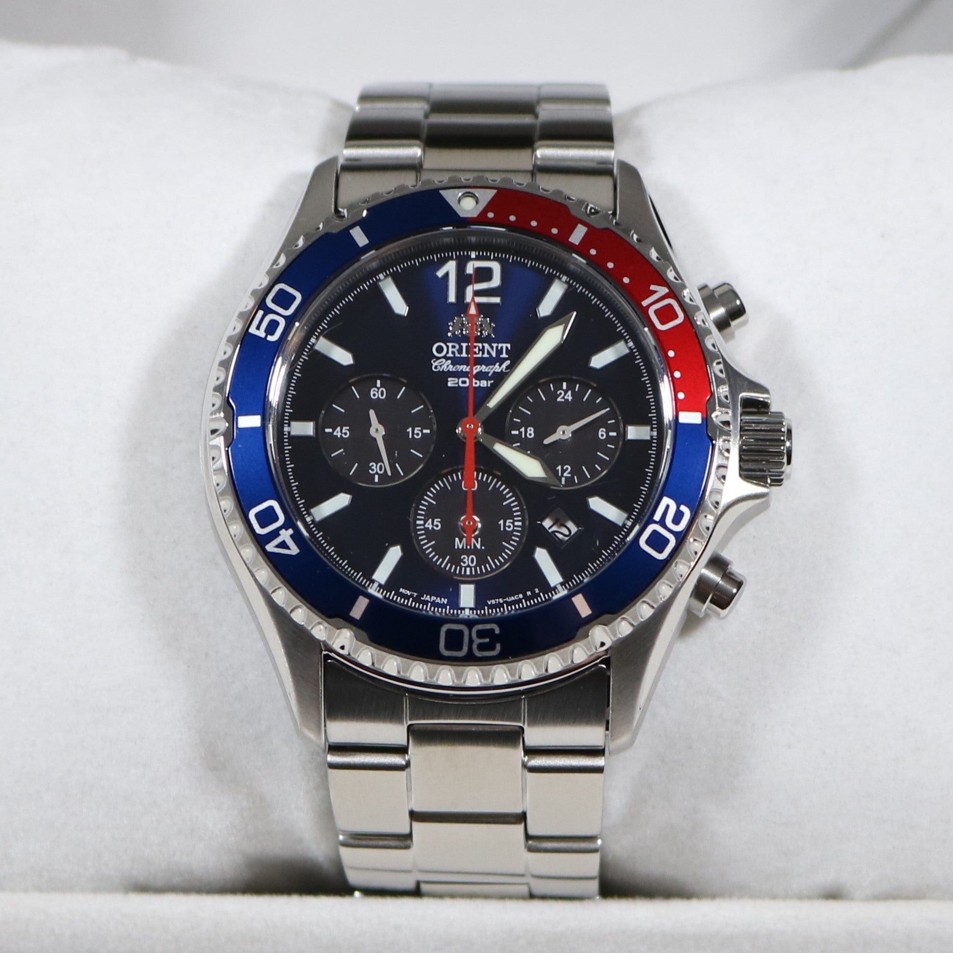 Orient Sports Mako Solar Blue Dial Men's Stainless Steel Watch RA-TX0201B10B