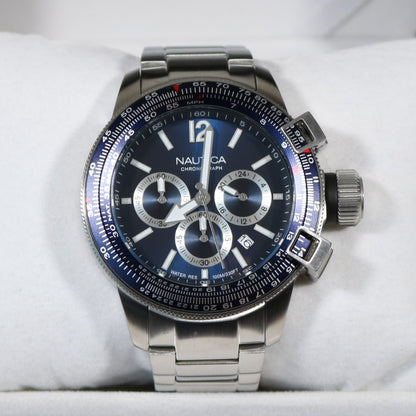 Nautica Men's Stainless Steel Blue Dial Sports Chronograph Watch NAPBFCF02