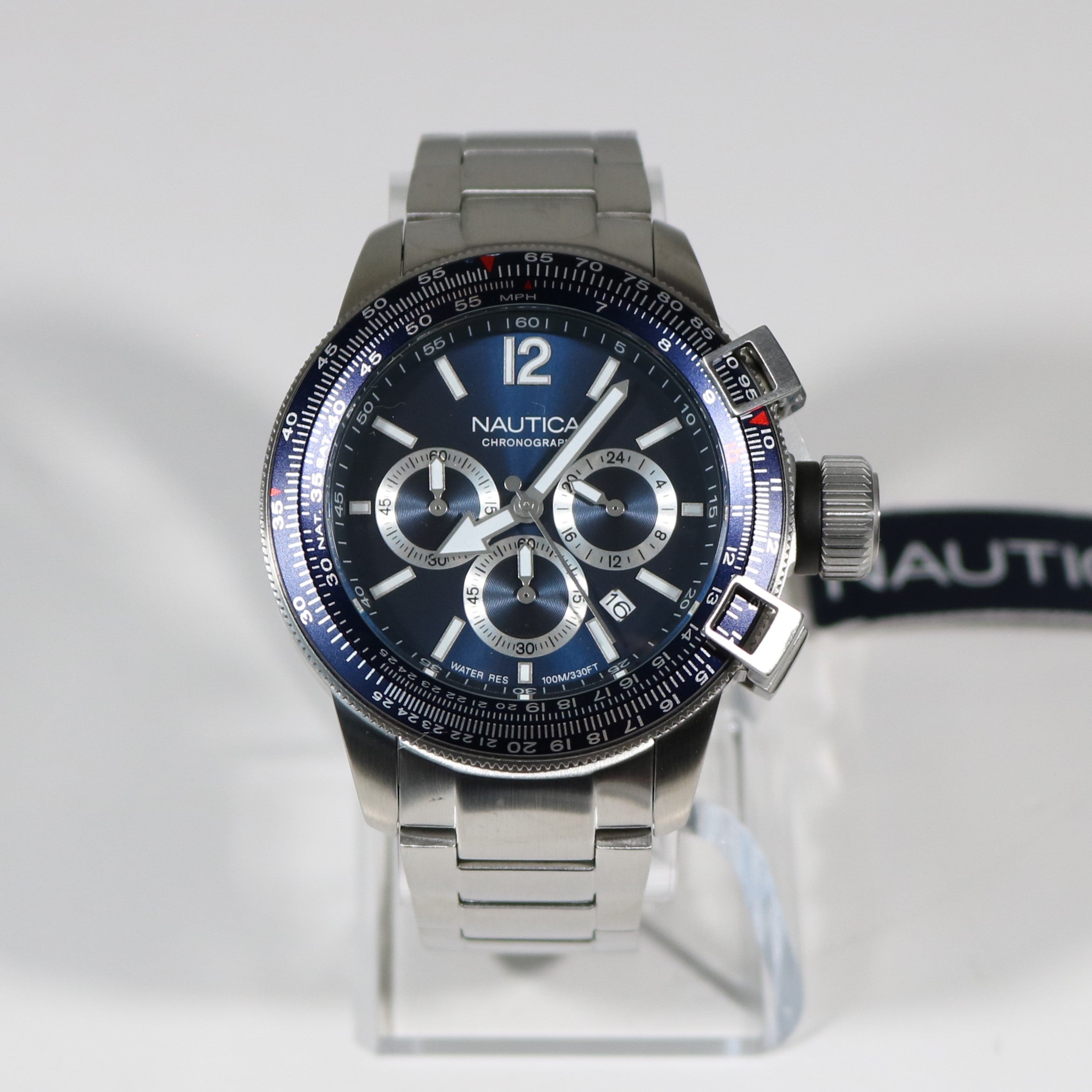 Nautica Men's Stainless Steel Blue Dial Sports Chronograph Watch NAPBFCF02