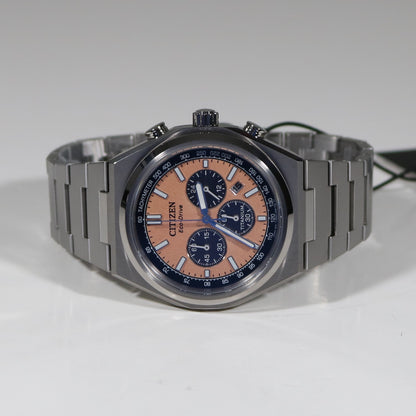 Citizen Zenshin Super Titanium Men's Salmon Dial Chronograph Watch CA4610-85Z