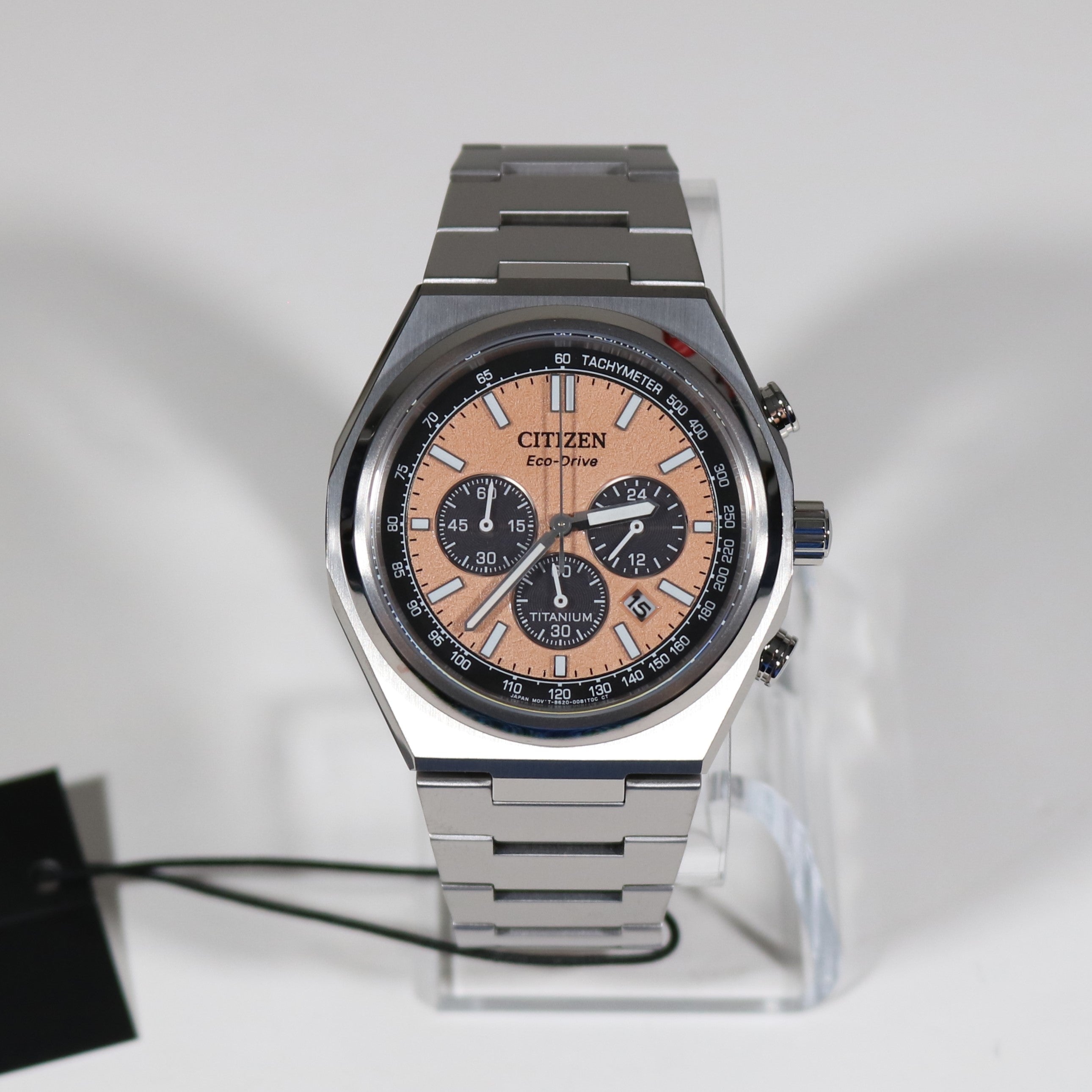 Citizen Zenshin Super Titanium Men's Salmon Dial Chronograph Watch CA4610-85Z