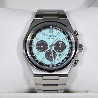 Citizen Zenshin Super Titanium Men's Turquoise Dial Chronograph Watch CA4610-85M