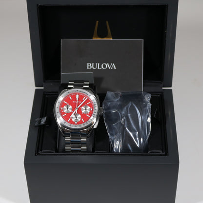 Bulova Lunar Pilot Red Dial Men's Chronograph Stainless Steel Watch 96K115