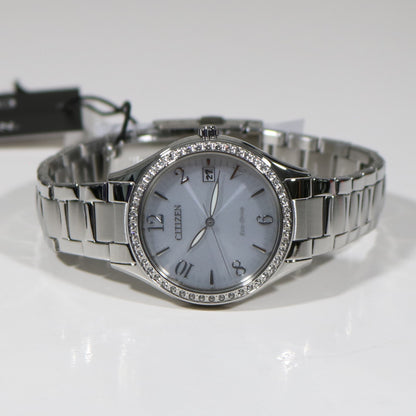 Citizen Eco-Drive Women's Elegance Silver Dial Crystal Bezel Watch EO1180-82A