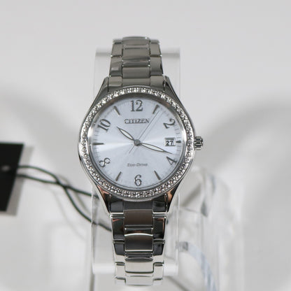 Citizen Eco-Drive Women's Elegance Silver Dial Crystal Bezel Watch EO1180-82A