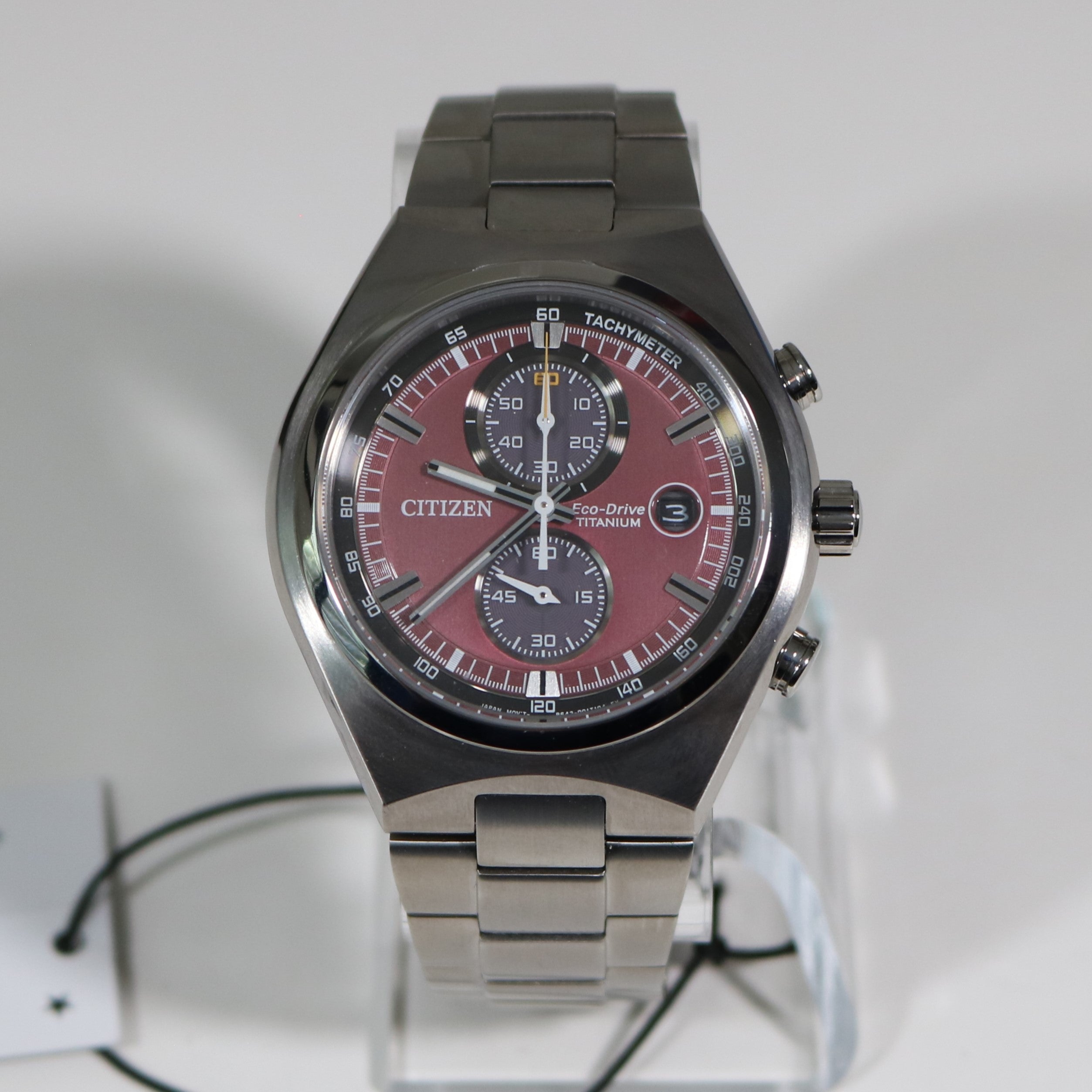 Pre-Owned Citizen Super Titanium Chronograph Red Dial Men's Watch CA7090-87X