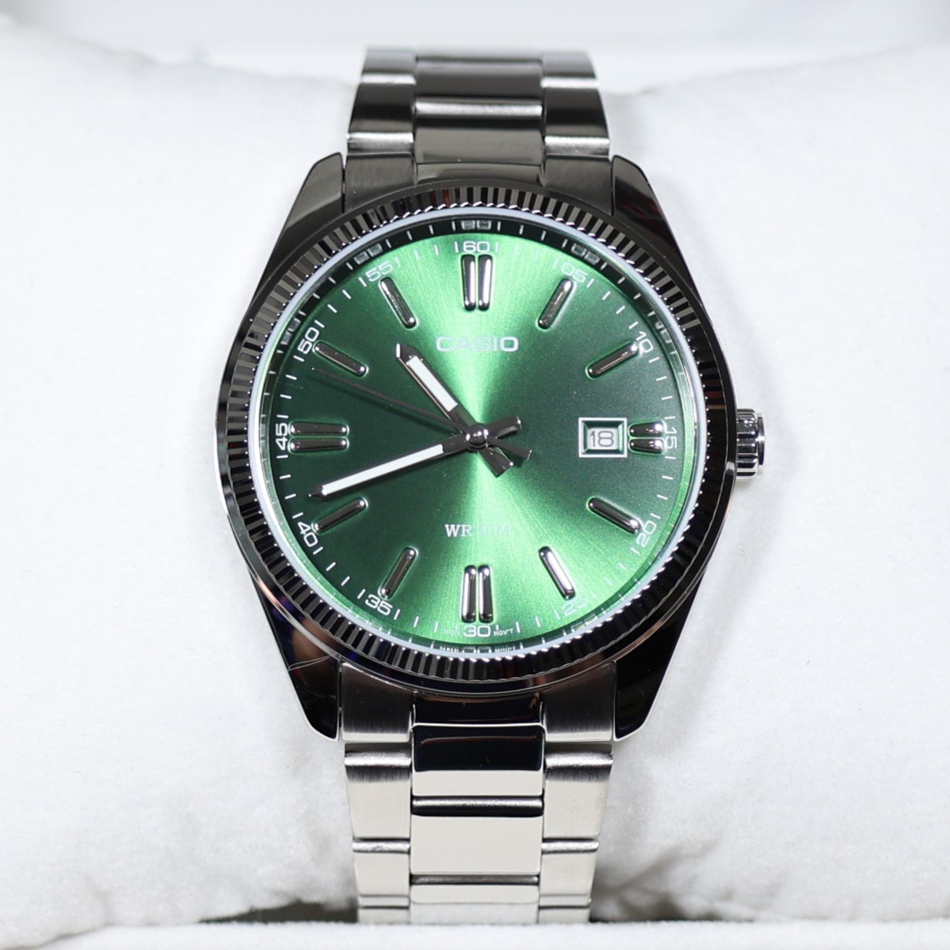 Casio Men's Vintage Green Dial Stainless Steel Watch MTP-1302PD-3AVEF