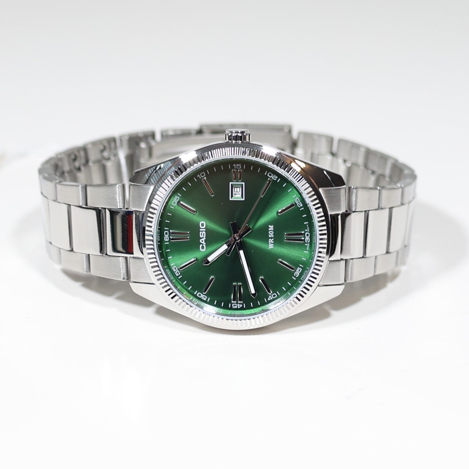 Casio Men's Vintage Green Dial Stainless Steel Watch MTP-1302PD-3AVEF