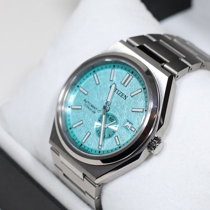 Pre-Owned Citizen Super Titanium Turquoise Dial Men's Automatic Watch NJ0180-80M