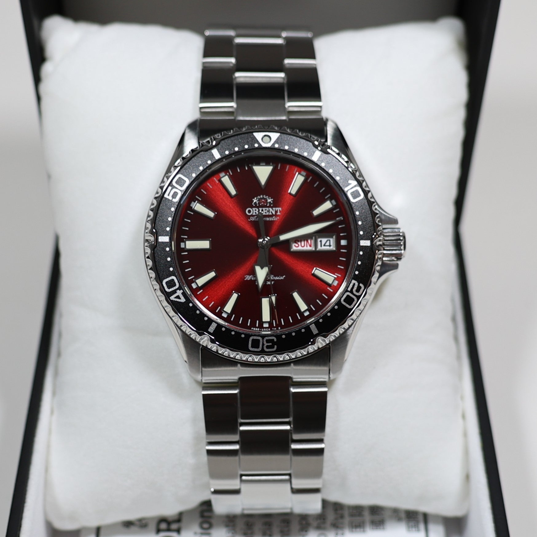 Orient Kamasu Maroon Dial Men's Stainless Steel Diver Watch RA-AA0003R39B