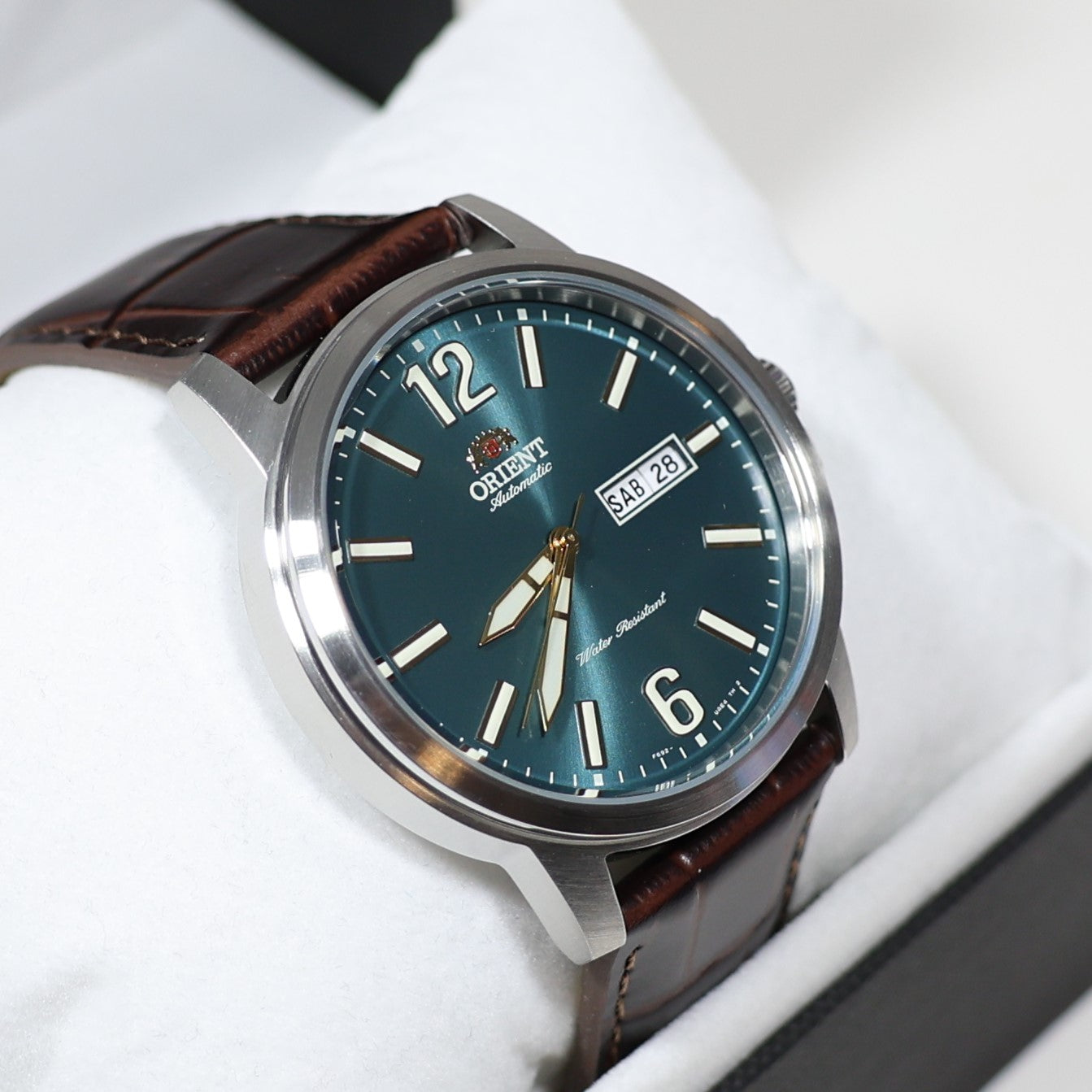 Orient Men's Automatic Green Dial Brown Leather Strap Watch RA-AA0C06E39B