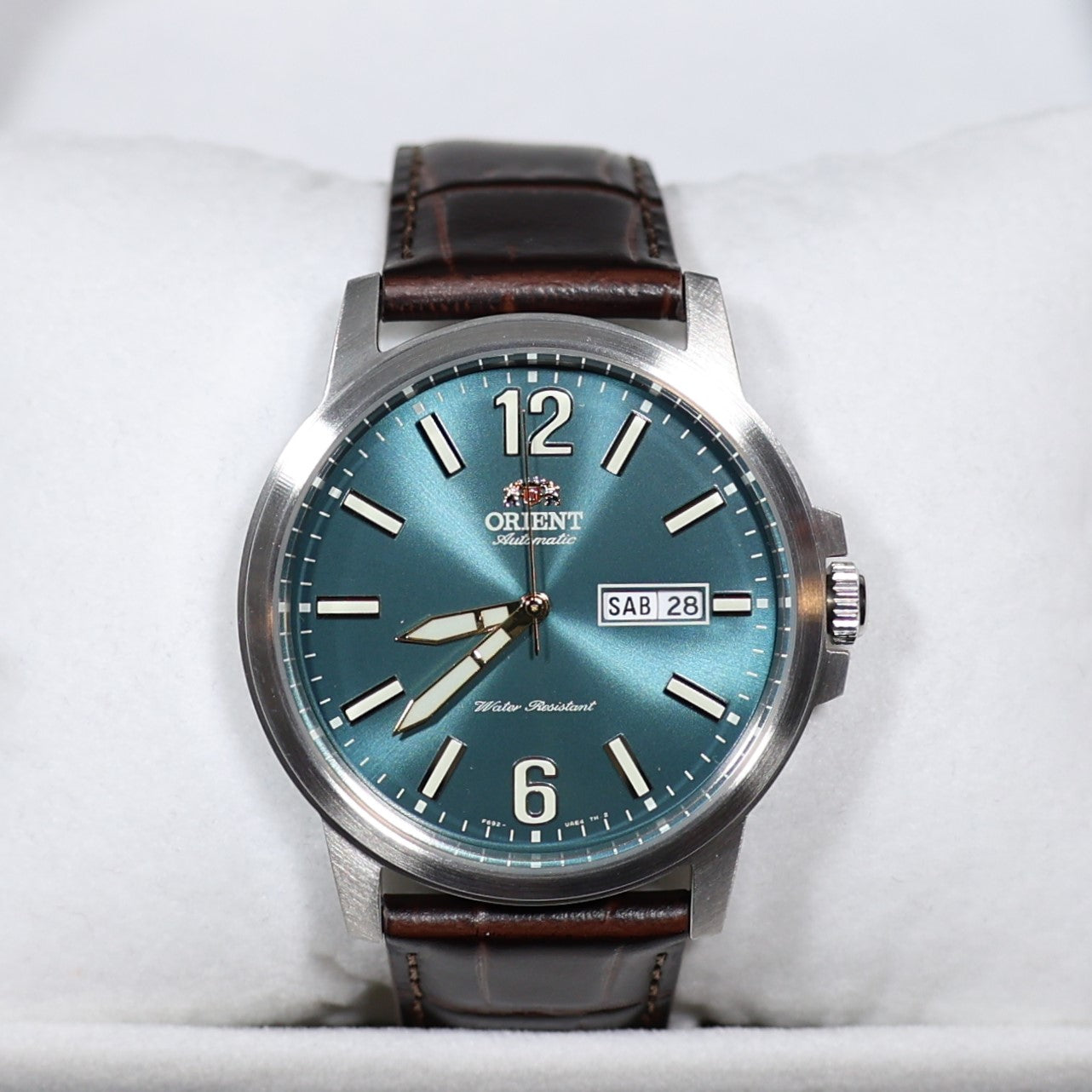 Orient Men's Automatic Green Dial Brown Leather Strap Watch RA-AA0C06E39B