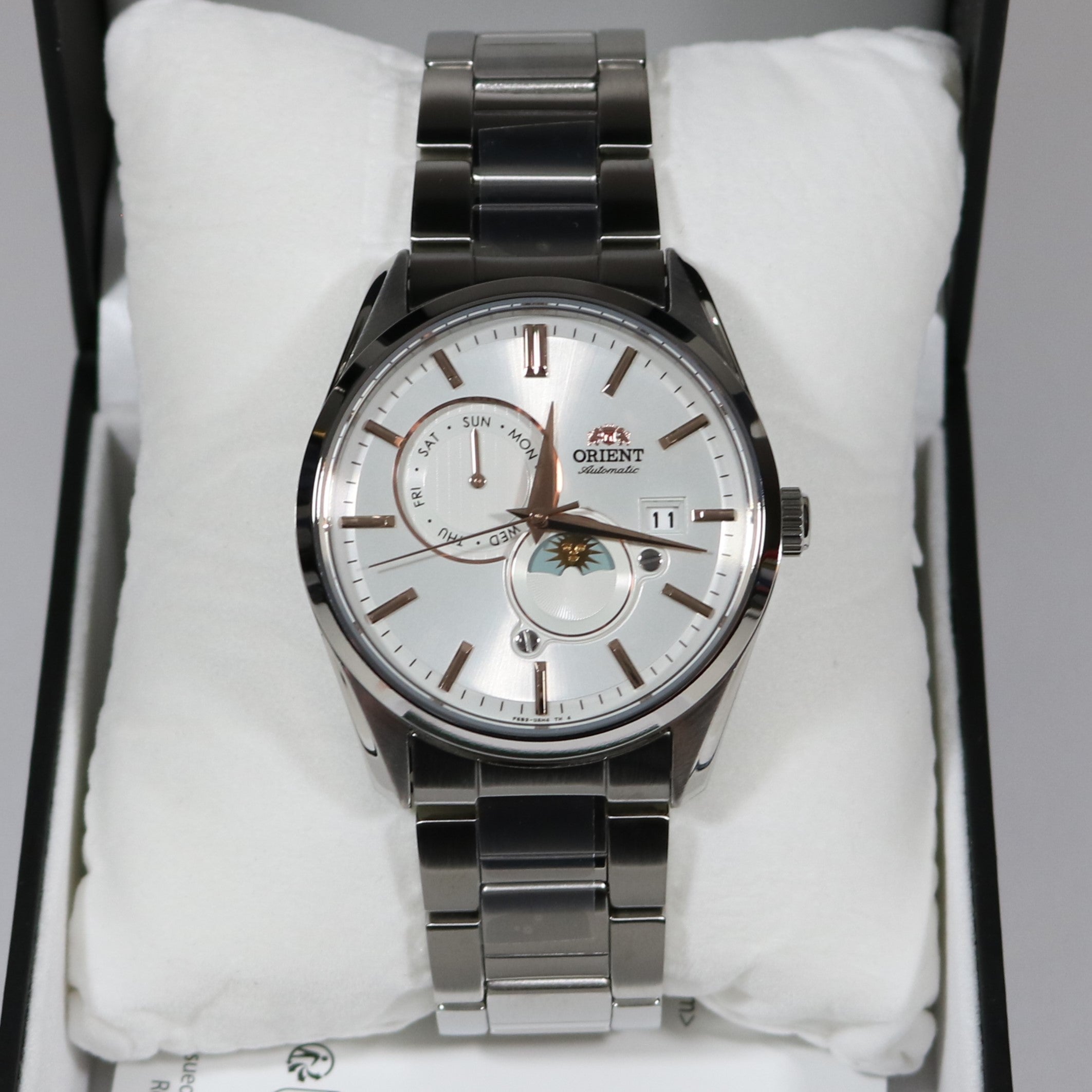 Orient Sun and Moon White Dial Men's Automatic Watch RA-AK0306S30B