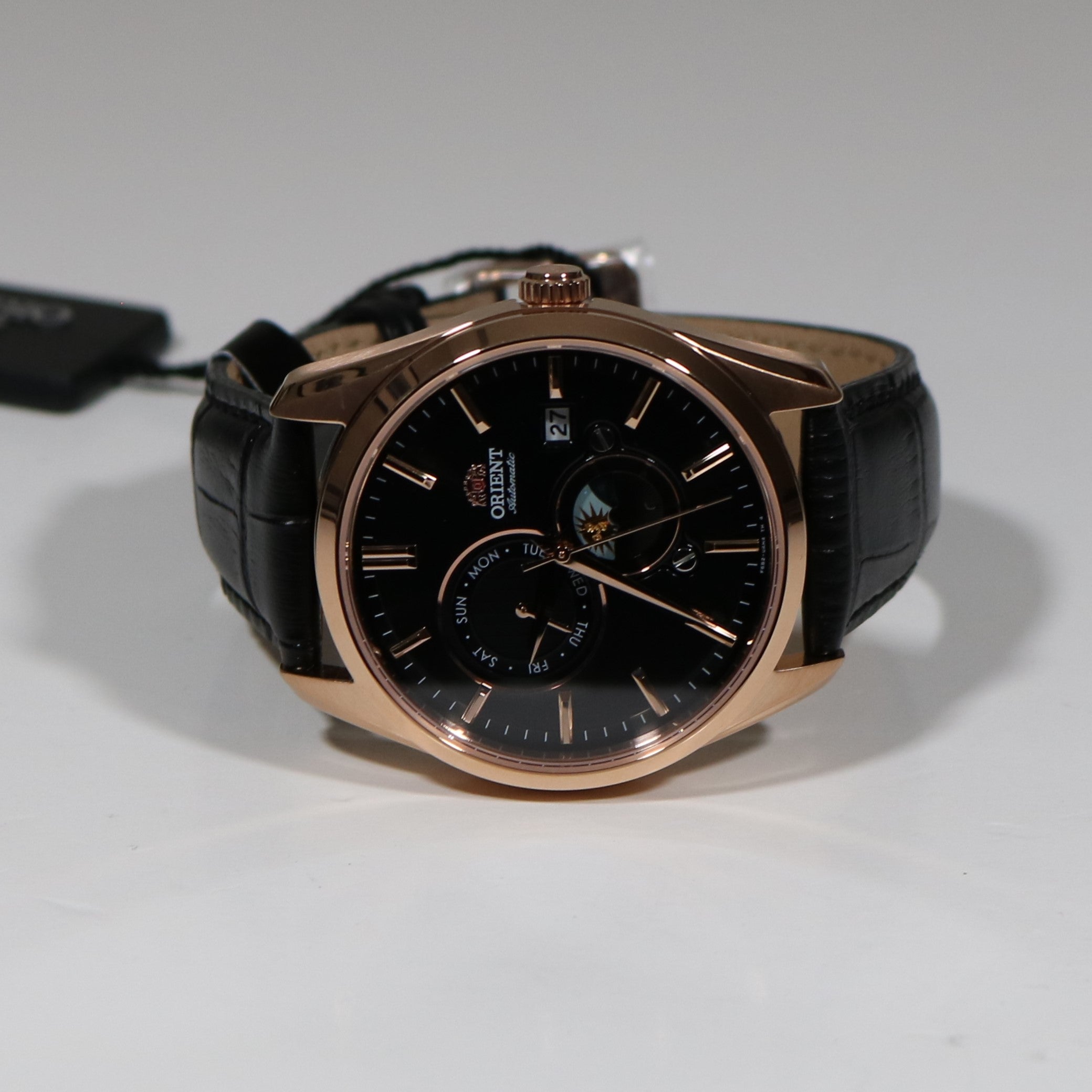 Orient Sun and Moon Black Dial Men's Automatic Rose Gold Tone Watch RA-AK0309B30B