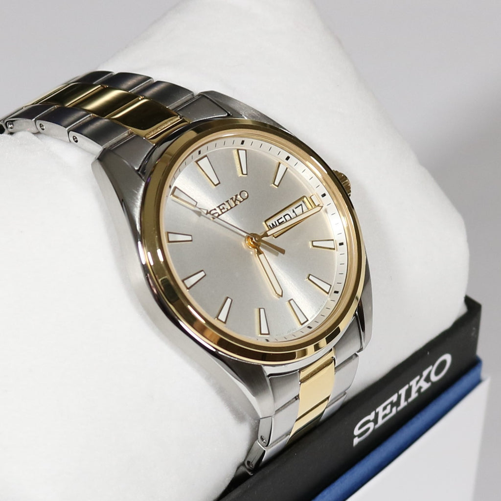 Seiko Neo Quartz Two Tone Stainless Steel Silver Dial Men s Dress