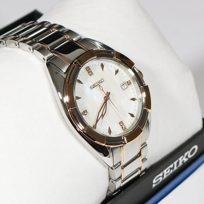 Seiko Women's Rose Gold Two Tone Mother Of Pearl Dial Watch SKK888P1