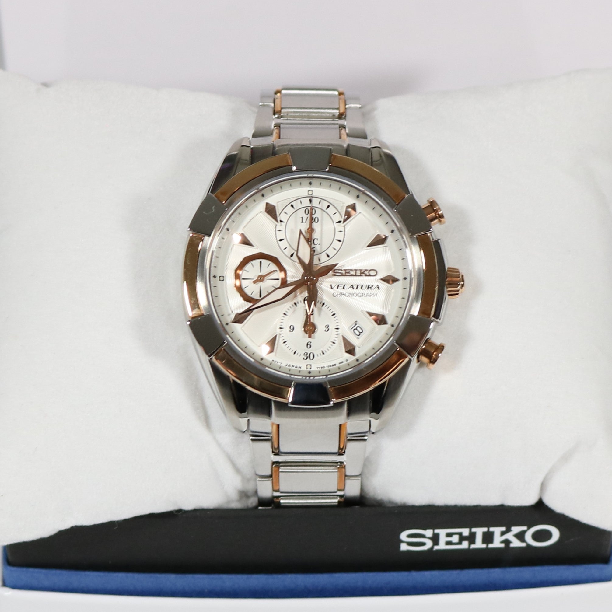 Seiko Velatura Women's White Dial Two Tone Rose Gold Tone Watch SNDW58P1